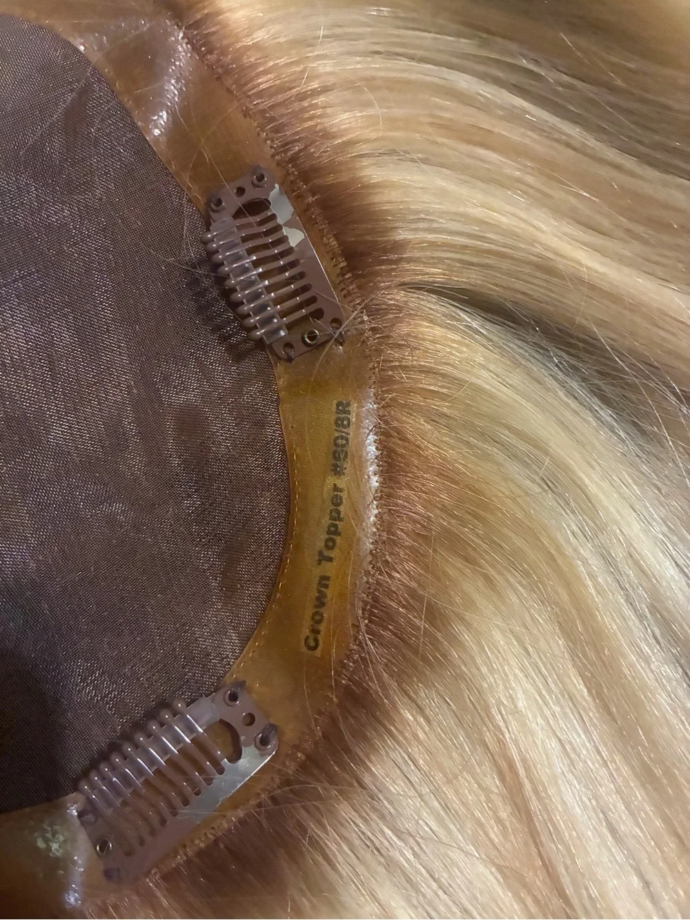 Hidden Crown human hair topper with Side Bangs - Classic Blonde w/roots